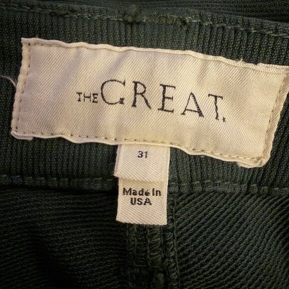 THE GREAT Green Corduroy Skinny Stretch Ankle Pants 31 Needle Whale Holiday - Picture 5 of 7
